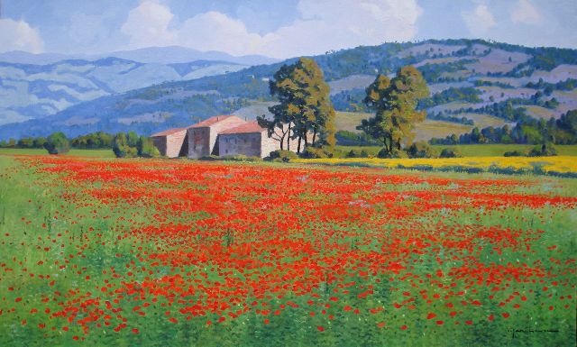 "Campagna in fiore" - inches 24x39 - Marchese Walter
