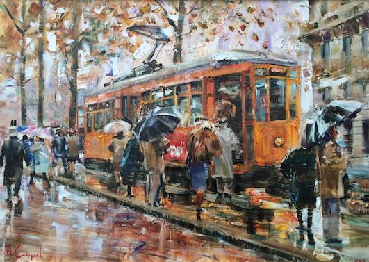 "Tram a Milano" - inches 20x28 - Cargnel Antonio