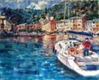 Cargnel Antonio - Piazzetta e calata con barca a vela